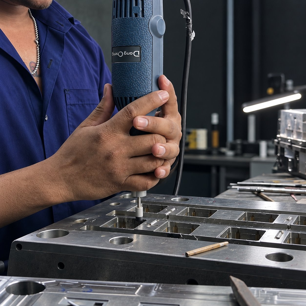 Tool-room work on an injection mould at Devkii Electricals